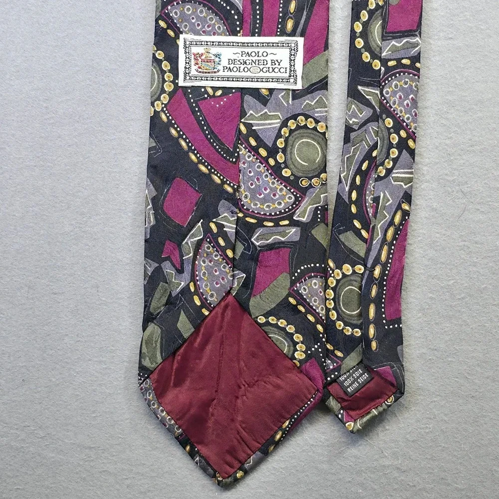 Paolo Designed by Paolo Gucci Men's 100% Silk Geometric Neck Tie Size 3.5x58